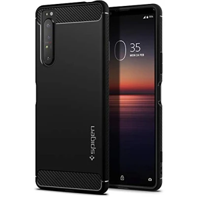 Abbildung von Spigen Rugged Armor Hülle Kompatibel mit Sony Xperia 1 ii Schwarz