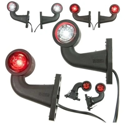 Abbildung von 2 x LED Gummi Begrenzungsleuchte Seitenleuchte 12V 24V mit E Prüfzeichen Positionsleuchte Auto LKW PKW Wohnwagen KFZ Lampe Leuchte Licht Weiß Rot eckig kurz