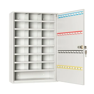 Abbildung von Leomar Schlüsselschrank, Schlüsselkasten mit 40 Haken, Schlüsselbox aus Stahlblech, Festen Hakenleisten &amp; Fächern, Organizer zur Wandbefestigung, Abschließbar, Montagematerial, 14 x 35 52 cm