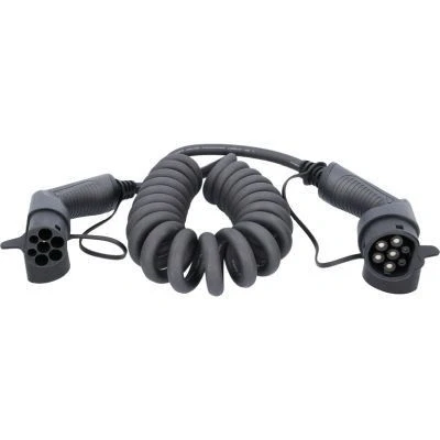 Abbildung von KS Tools 117.7385 efuturo link Spiral EV Ladekabel Typ 2 22 kW 400 V dreiphasig 32A auf 5 Meter