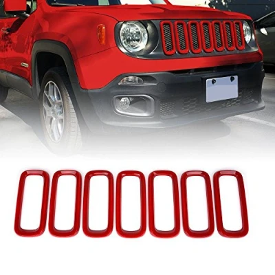 Abbildung von Beside_Auto 2015 2017 Renegade 7pcs ABS Frontgrilleinsätze (rot)