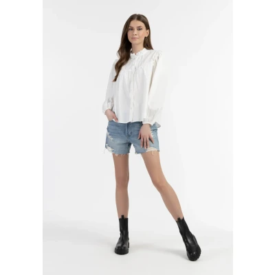 Abbildung von DREIMASTER Vintage Damen Bluse S / Off White 100% Baumwolle