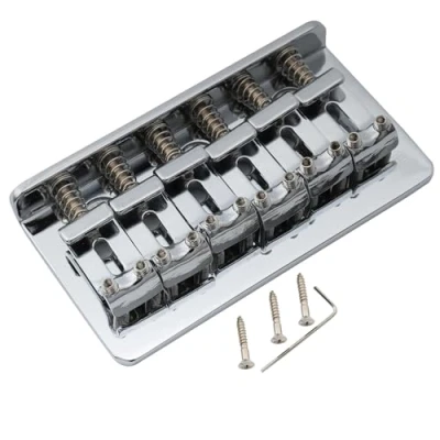 Abbildung von Musiclily Pro 54mm Stahl Hardtail Steg Fester Bridge Vintage Gebogen Saitenreiter für Import Strat Tele Style E Gitarre, Schwarz