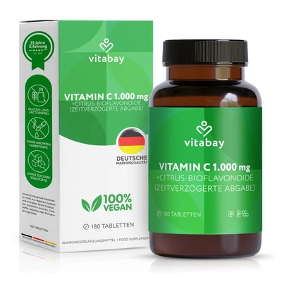 Abbildung von Vitamin C + Bioflavonoide 1000mg Vegan Hochdosiert 180 St