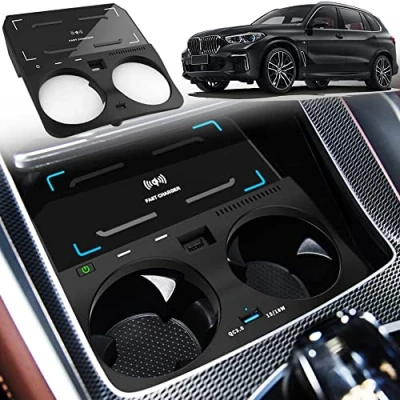 Abbildung von Singkin Kabelloses Ladegerät Auto für BMW X5 X5M X6 X6M 2019 2022, 15W Schnellladendes Handy G05 G06 Center Console Zubehörfeld, Geschenk Besitzer (Original Car ohne NFC)