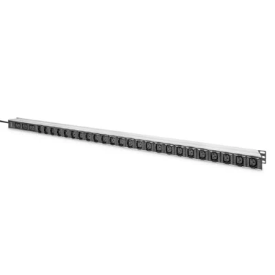 Abbildung von DIGITUS Basis IT PDU, 1 phasig 16A, 24 x C13, 3 C19, m Zuleitung, IEC 60309 16 A Stecker, Schwarz