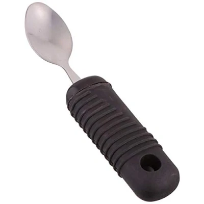 Abbildung von Homecraft Sure Grip Teaspoon, Stainless Steel Dinner Fork with Thick Rubber Handle, Comfortable and Easy to Hold Silverware Grips for Weak Grasp, 8&quot; Long Utensil Good