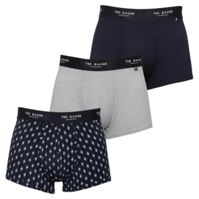 Abbildung von Ted Baker Herren Boxershorts Dreierpack blau/Grau/Verblasst Geo Navy XL
