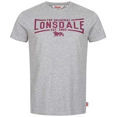 Abbildung von Lonsdale Nybster Tshirt print, Herren, Größe: XL, Marl grey/oxblood