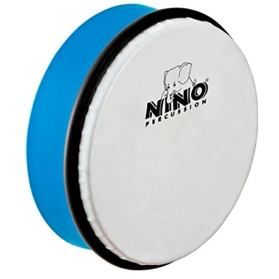 Abbildung von Nino Percussion Hand Drum Instrument Kleine Handtrommel für Kinder ab 3 Jahren Durchmesser 6 Zoll (ca. 15 cm) Kunststoff, Blau (NINO4SB)