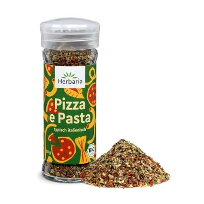 Abbildung von Herbaria Pizza e Pasta Bio 50g Streuer fertiges &amp; Pizzagewürz für italienische Gerichte mit erlesenen Zutaten im praktischen Glas Gewürzstreuer