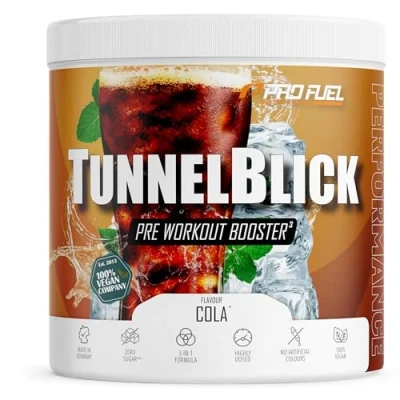 Abbildung von Pre Workout Booster3 COLA 440g unglaublich lecker TUNNELBLICK Trainingsbooster3 mit Citrullin, Arginin, Taurin, Koffein, Guarana und Magnesium optimal hochdosiert 100% vegan