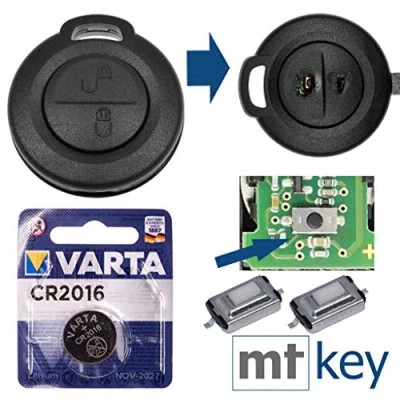 Abbildung von Repair Reparatur Satz Auto Schlüssel Austausch Gehäuse mit 2 Tasten + Drucktasten Batterie kompatibel Mitsubishi Colt Smart 454 Forfour
