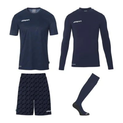 Abbildung von uhlsport Fußball Unisex Torwart Set Progressive Trikotset komplettes bestehend aus Shirt, Baselayer, Hose und Stutzen Trikot für Kinder Erwachsene