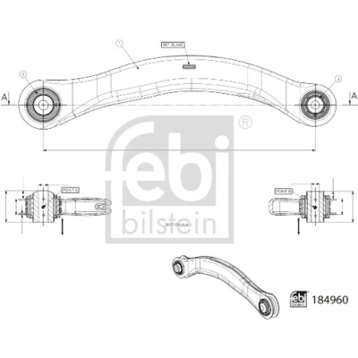 Abbildung von FEBI BILSTEIN 184960 Querlenker mit Lager oben, Hinterachse links, hinten, außen Stahlblech AUDI: A8, A7 Sportback, A6 C8 Limousine