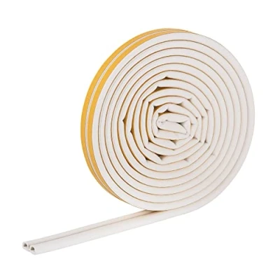 Abbildung von HELPMATE Dichtungsband selbstklebend für Fenster &amp; Türen Fensterdichtung/Türdichtung zum Isolieren von Spalten mit 3 bis 5,5 mm Breite Dichtband 9 x 6 (D Profil 12 Meter Weiß)