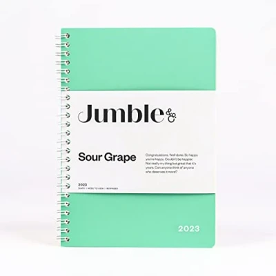 Abbildung von Jumble &amp; Co Convo A5 Wochenansicht Spiralbindung 2023 Terminplaner Sour Grape Teal Wochentagebuch mit gepunkteten Seiten