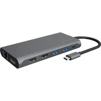 Abbildung von ICY BOX USB C Docking Station (12 in 1) für 3 Monitore (2x HDMI &amp; 1x DP), 4K 60HZ, fach 3.0 HUB, 100W Power Delivery, Gigabit Ethernet, Kartenleser, Grau