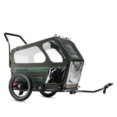 Abbildung von taXXi Fahrradhundeanhänger Hundeanhänger Fahrradanhänger Dog M Dark Grey/Dark Green, Für kleine bis mittlere Hunde (bis 25 Kg)
