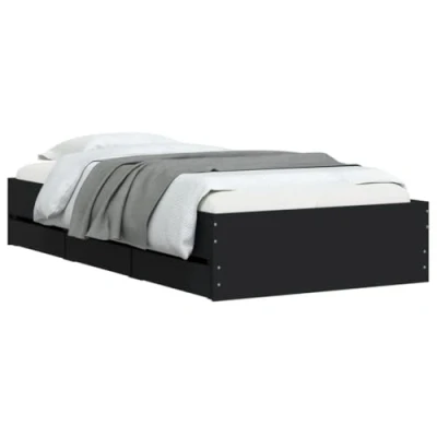 Abbildung von vidaXL Bett Bettgestell mit Schubladen Schwarz 100x200 cm Holzwerkstoff