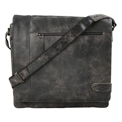 Abbildung von fixbag FB1147156 Fahrrad Umhängetasche mit Klickfix Adapterplatte + Lenker Adapter fürs Fahrrad, Fahrradtasche, Schultertasche aus Echt Leder, Tasche ca. 31 x 34,5 9 cm, Schwarz