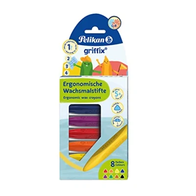Abbildung von Pelikan Wachsmalstift griffix, Ergonomische Wachsmaler in Dreikantform wasserfest 8 Farben