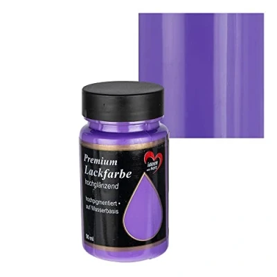 Abbildung von Ideen mit Herz Premium Lackfarbe hochglänzend 90 ml ideal für Holz, Styropor, Kunststoff, Glas, Keramik (violett)