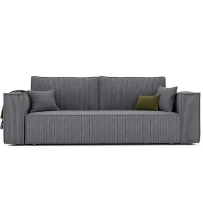 Abbildung von GREKPOL Schlafsofa mit Bettkasten 255x105 Sofa Cord Dunkelgrau Schlaffunktion Couch 3 Sitzer Wohnzimmer Schlafcouch