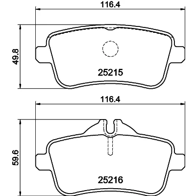 Abbildung von HELLA 8DB 355 019 841 Bremsbelagsatz für Verschleißwarnanzeiger vorbereitet mit Bremssattelschrauben Zubehör MERCEDES BENZ: GLE SUV, ML Klasse