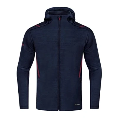 Abbildung von JAKO Kinder Freizeitjacke Challenge mit Kapuze, Marine Meliert/Maroon, 152