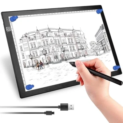 Abbildung von UUCOLOR LED Licht Pad A4, Leuchttisch A4 Leuchtplatte Zeichnen einstellbare Helligkeit, mit USB Kabel, Ideal für Diamond Painting, Skizzierung, Zeichnung, Animation, Tattoo, Malen