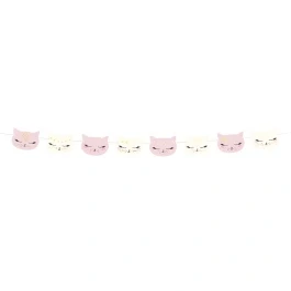 Abbildung von partydeco Girlande, Girlande Papier DIY Katzen 1.4m rosa / weiß