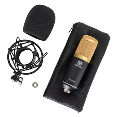 Abbildung von Pronomic CM 100BG Studio Großmembranmikrofon XLR Kondensatormikrofon (mit Mikrofonspinne, Etui, Windschutz, Reduziergewinde) schwarz