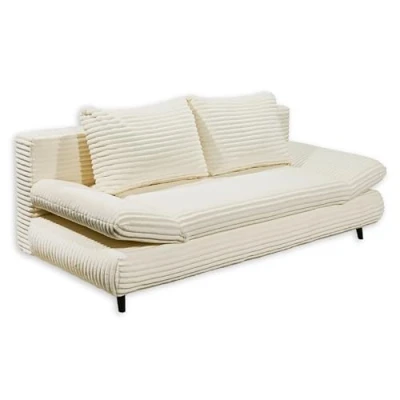 Abbildung von SUNNY 2 Bequemes Schlafsofa in Cord Optik mit Bettkasten, Ivory Ausziehbares Sofa Schlaffunktion und verstellbaren Armlehnen 212 x 76 (88) 101 cm (B/H/T)