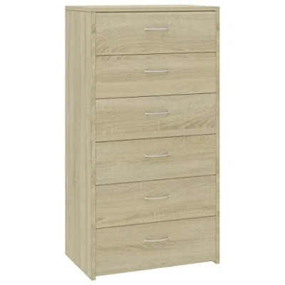 Abbildung von vidaXL Sideboard mit 6 Schubladen Kommode Anrichte Schrank Beistellschrank Mehrzweckschrank Schubladenkommode Sonoma Eiche 50x34x96cm Holzwerkstoff