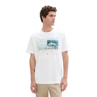 Abbildung von TOM Tailor MIT Photoprint Tshirt print, Herren, Größe: Medium, White