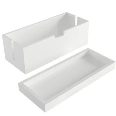 Abbildung von Kabelbox &amp; Aufbewahrungsbox mit Deckel aus weißem Bambus Holz, Kabelmanagement Organizer Box verstaut Kabel vermeidet Kabelsalat (plastikfrei robust praktischer Ablagefläche) KD Essentials