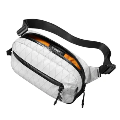 Abbildung von tomtoc X Pac Bauchtasche für Herren Damen, 1,5 Liter Klein Travel Sling Bag Brusttasche Gürteltasche Schultertasche Umhängetasche mit RFID Schutz Wandern Reise Alltag, Weiß