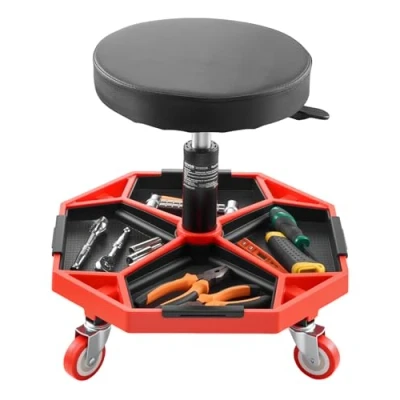 Abbildung von VEVOR Rollbarer Mechanikerhocker Verstellbarer Garagensitz mit Ablage 136kg