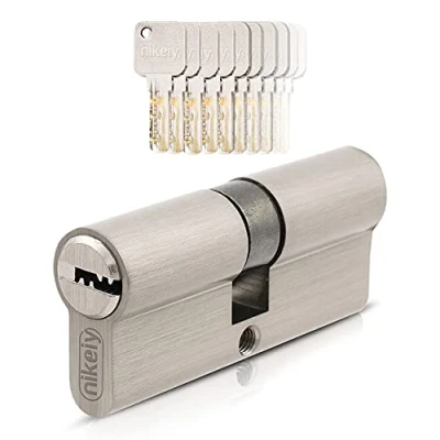 Abbildung von GERCAR Pro Gleichschließend 1x Schließzylinder 40/40 Set 1 Profilzylinder inkl. 5 Schlüssel 80 mm Türschloss Zylinderschloss 1er Zylinder Länge: 80mm, A:40 B:40 Messing matt massiv
