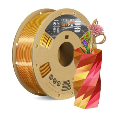 Abbildung von OVERTURE Dual Color Silk PLA Filament 1.75mm, 1kg 3D Drucker Seide PLA, Maßgenauigkeit +/ 0.03 mm(Seide Magenta Gold)