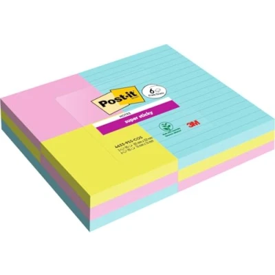 Abbildung von Post it Super Sticky Large Notes Cosmic Collection, Vorteilspackung mit 3 XL Blöcken + 6 Gratisblöcken (standard), 90 Blatt pro Block, verschiedene Größen und Farben Extra stark klebende Notizzettel