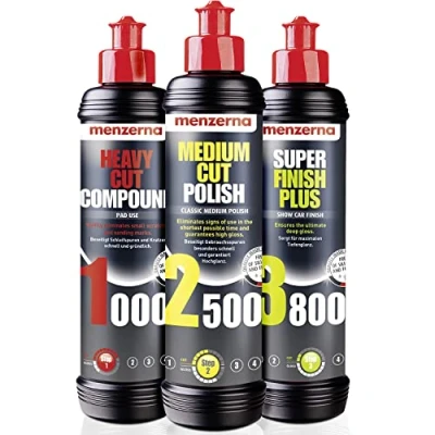 Abbildung von menzerna 250ml: Heavy Cut Compound 1000 &amp; Medium Polish 2500 Super Finish 3800 250ml