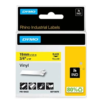 Abbildung von Dymo 18433 (S0718470) (19 mm) Schwarz bis gelb Tape