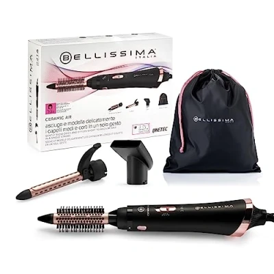 Abbildung von Bellissima Ceramic Air, 3 in 1 Heißluftformgerät, für kurzes und mittellanges Haar, 800 W, Formen Trocknen, Keramikbeschichtung, 2 Luft/Temperatur Kombinationen, Kaltluftstoß, Etui