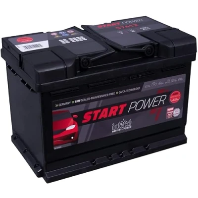 Abbildung von intAct Autobatterie 12V 74Ah 680A, Start Power 57412GUG, leistungsstarke und zuverlässige PKW Starterbatterie, Maße: 278x175x190mm, Blei Säure Batterie in Erstausrüsterqualität