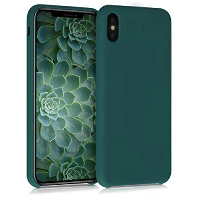 Abbildung von kwmobile Hülle kompatibel mit Apple iPhone XS Max Silikon Handy Case Handyhülle weiche Oberfläche kabelloses Laden Türkisgrün