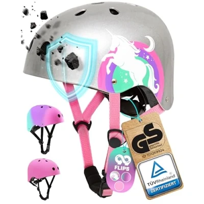 Abbildung von Fahrradhelm Kinder Mädchen ab 3 Jahren mit GS Skaterhelm Pink Helm Skateboard