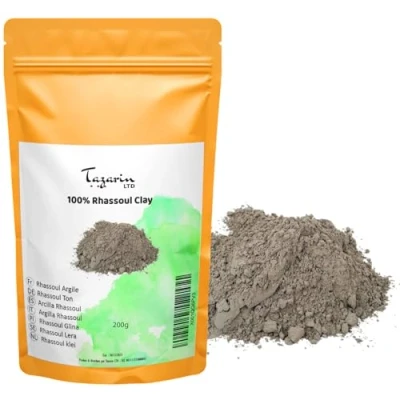 Abbildung von 200g Lavaerde Pulver, Ghassoul, Tonerde für Haut, Haar &amp; Körperpflege, Mineralerde, auch Masken Peelings, Ohne Tenside, Natürlich Vegan Tazarin Ltd