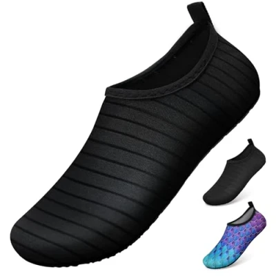 Abbildung von WateLves Wasserschuhe für Damen Herren Kinder Unisex Badeschuhe Schwimmschuhe Strandschuhe Schnelltrockend Aquaschuhe Surfschuhe Barfuss Schuhe Tw Schwarz 42/43 EU